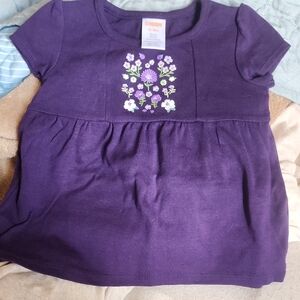 Sz 12-18 Months Gymboree Purple Floral Embroidered Short Sleeve Tee